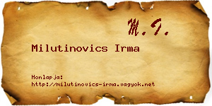 Milutinovics Irma névjegykártya